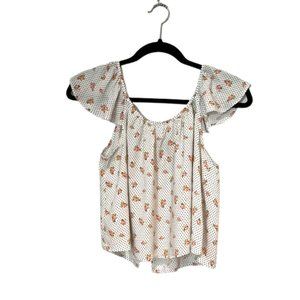 Forever 21 womenβs white shirt with rose pattern